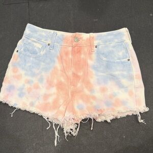 PacSun Pastel Tie-Dye High Waisted Denim Festival Shorts